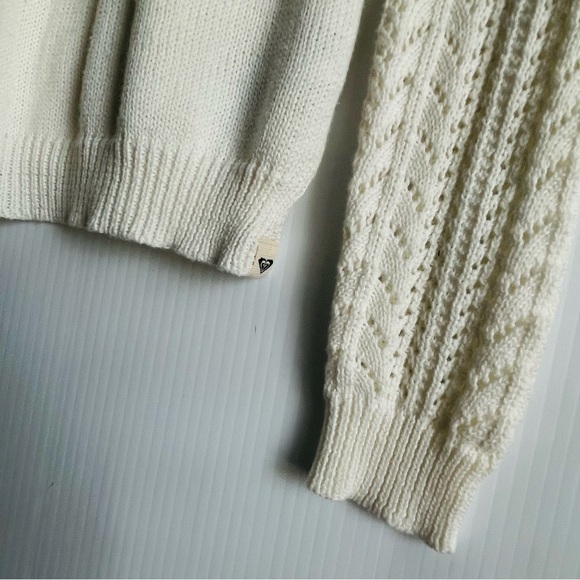 Roxy Cream Women's Sweater with Lace Sleeves - Picture 3 of 7